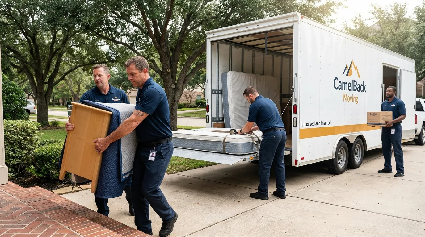 Crew loading residential truck for cross-state move from Broxton, GA