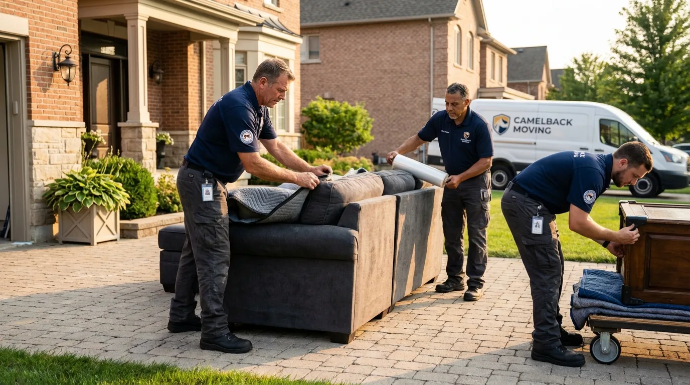 Large estate moving crew wrapping furniture in Broxton, GA